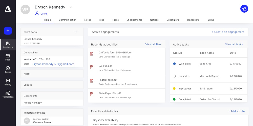 canopy accounting software interface