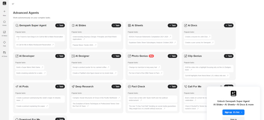 the genstack.ai agents available on genstack